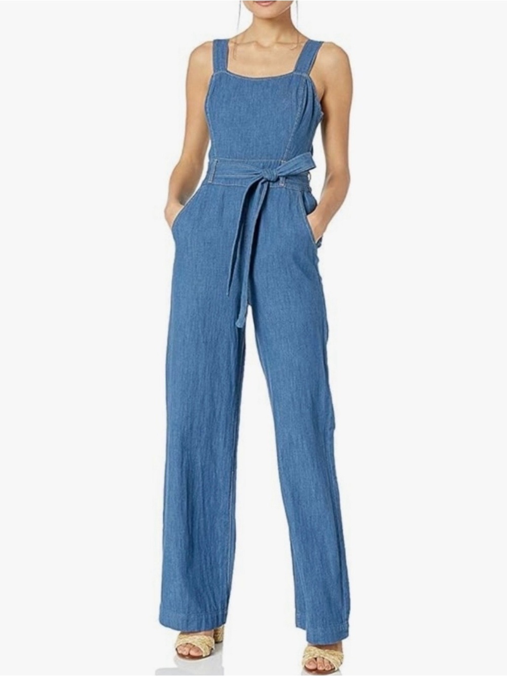 Ella Moss Teal-Blue Sleeveless Maxi Dress with Waist Tie
